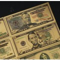 USA 1 Dollar To 100 Dollars, 24k Gold Plated Replica.Banknotes. 8Pcs.