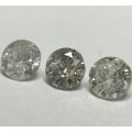 0.28 Ct 3 x Salt and Pepper Grey I3 - Pique Round Brilliant Melee Diamonds