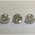 0.19 Ct 3 x Salt and Pepper Fancy Greyish White I3 - Pique Round Brilliant Diamonds