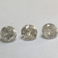 0.19 Ct 3 x Salt and Pepper Fancy Greyish White I3 - Pique Round Brilliant Diamonds