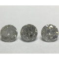 0.185 Ct 3 x Salt and Pepper Fancy Grey I3 - Pique Round Brilliant Melee Diamonds