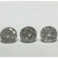 0.185 Ct 3 x Salt and Pepper Fancy Grey I3 - Pique Round Brilliant Melee Diamonds