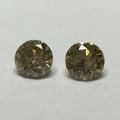 0.10 Ct 2 x Fancy Yellowish Brown Si1 - SI2 Round Brilliant Melee Diamonds