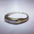 0.02 Ct 14K Gold 3 x Single Cut Diamond Ring