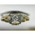 0.12 Ct VVS Diamond 14K Gold and Platinum Art Deco Ring