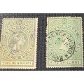 Transvaal Revenues 1878 x2 Top Values 1/6 & 5 Shilling - Used Lydenburg Postmark