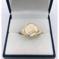GOLD Signet Mens ring with diamonds