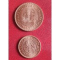 1959 SAU ¼ penny and 1960 ½ penny