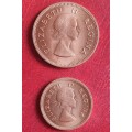 1959 SAU ¼ penny and 1960 ½ penny
