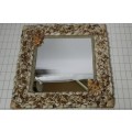 A HEAVY  MIRROR  FRAMED WITH SEA SHELLS AND FAIRIES / COLLECTION ONLY )
