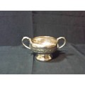 A VINTAGE  2 HANDLED MINT BOWL OR SUGAR POT  SILVER PLATED ON COPPER