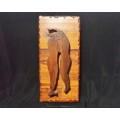 A SOLID WOOD CARVED FIGURINES PLAQUE