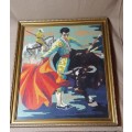 TAPESTRY OF MATADOR  IN WOODEN FRAME