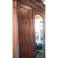 ANTIQUE WARDROBE  WITH  LARGE DRAWER AND BEVELLED MIRROR   / BUYER MUST COLLECT IN EDENVALE JHB