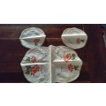 3 PIECE EMBROIDERY TABLE / TRAY CLOTHS  40CM AND 20 CM