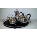 Silver Plate Yeoman England Tea set with Butlers tray
