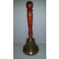 Brass  bell with wood handle  7 x 18 cm