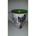 Twisted Wiskers Cat design Mug 11 cm x 9 cm