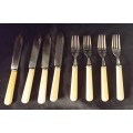 Vintage set of Bone Handle Fish knives and forks