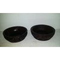 Pair of Two Hand Crafted Bowls 15 x 5 cm