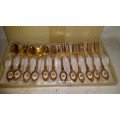 12pc - 24ct Gold Plated Eetrite Tea spoons and Cake forks   (Nice with Royal Albert)