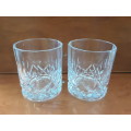 Set of Two Jim Beam  Double Oak Crystal    Glasses