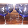 Set of 4 oversize Blue Wine Glasses