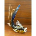 Heavy Solid Glass Fish Ornament Italy  20 x 22 cm