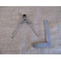 Vintage A Milmet Product Metal Square  England & Vintage Engineers Compass Divider Caliper   Japan