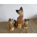 So..So Cute  Wooden Mother Cat With Her Two Kittens