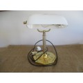 Stylish And Classic Vintage Illumina Model ITL -724 - L Bankers Brass Table Lamp With White Glass