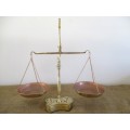 An Appealing Vintage Brass And Copper Balance Scale With Full Set Of Weights
