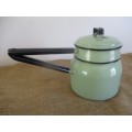 Lovely Vintage Old Fashioned Enamel Double Boiler In Rare Green Colour