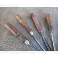 Nice Collection Of Four Vintage Wood Work Carving Chisels