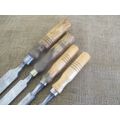 Great Collection Of Four Vintage Carpenter Woodworking Chisels