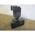 Vintage Canon T70 Camera With Attached Canon Lens FD 50mm 1 : 1.8 & Sunpak 2000BZ Thyristor