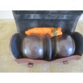 Beautiful Vintage Set Of Two Henselite Super-Grip 5" Championship Bowling Balls In Leather Bag