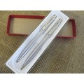 Beautiful Old Sheaffer Sentinal Chrome Ballpoint Pen and Mechanical Pencil Set     MIB