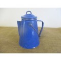 Cute And An Older Sizable Blue Speckled Enamel Coffee Pot              Complete