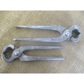 The Legends.......Two Beautiful Antique 7" Cooper & Sons & 6" Other Solid Steel Blacksmith Tongs
