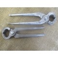 The Legends.......Two Beautiful Antique 7" Cooper & Sons & 6" Other Solid Steel Blacksmith Tongs