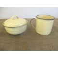 Bid For Bonjourparis Only - Beautiful Lidded Enamel Dish And A Large Enamel Sauce Cup