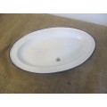 Rare And Genuine Vintage Old Fashioned Enamel Oval Platter       Made In Poland