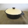 Indispensable In The Kitchen......Very Good-Lookig Cookwell # 12 Cast Iron Flat Bottom Lidded Pot