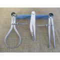 Vintage 7` & 6 1/2` Moore & Wright Calipers And One Vintage 7` SK Caliper