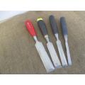 Set Of Four Sturdy Vintage Carpenter Woodworking Chisels Of Which Three Are Beveled