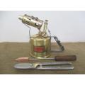 Neat Large Vintage British Made Thermidor Blow Torch With Soldering Iron & Tin Snips