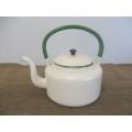 Stunning Large Vintage Old Fashioned Enamel H&H Coffee Kettle