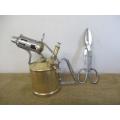 Beautiful Large Vintage Hippo Blow Torch With And Vintage 10 inch Footprint Tin Snips