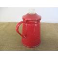 Beautiful Large Complete Red Speckled Old Enamel Coffee Percolator